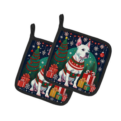 Paire de porte-casseroles Pit Bull Terrier Christmas