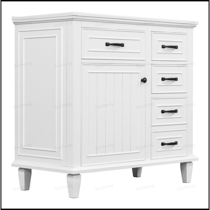 Meuble-lavabo de 36 po en MDF avec lavabo en céramique, Blanc