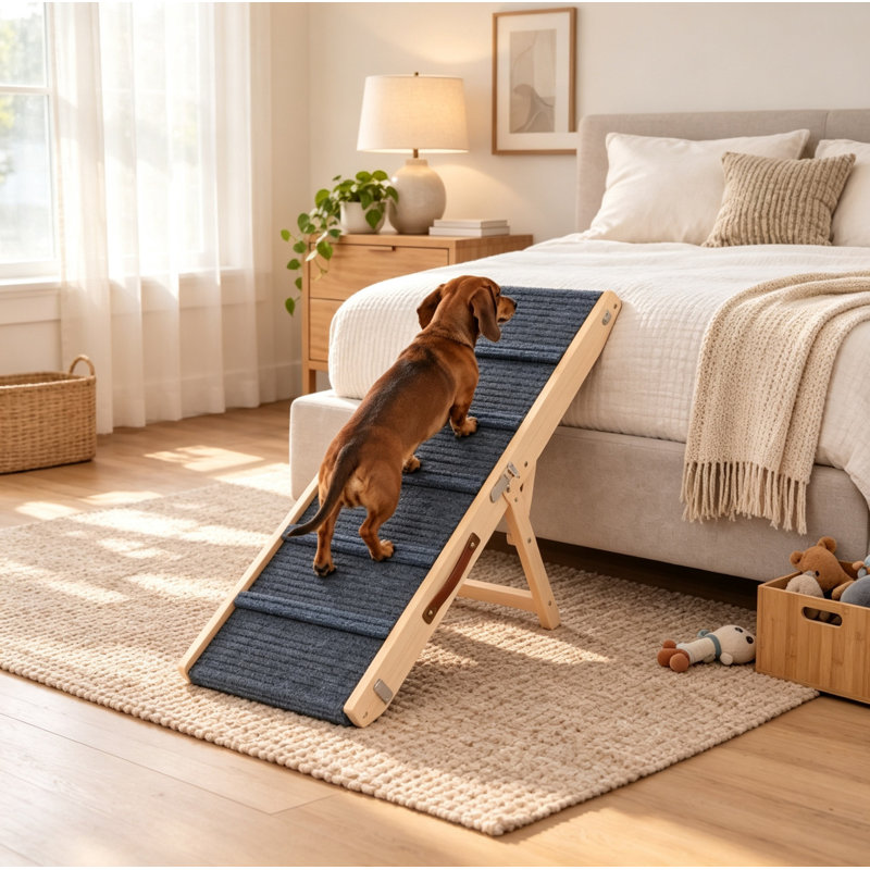 Rampe d'accès pour chien en bois massif antidérapant et réglable en hauteur, escalier sécuritaire pour petits chiens, lit et canapé