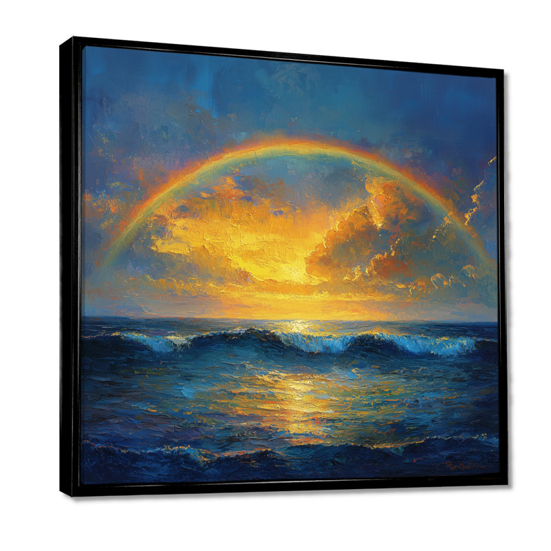 «Avyansh Rainbow On The Ocean Harmony II», art mural arc-en-ciel, Impression encadrée flottante, H 36 po x l 36 po
