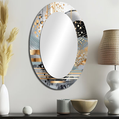 Miroir mural moderne gris et or à rayures pastel Melody II