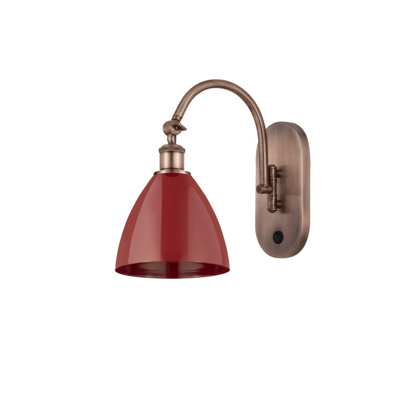 Plymouth Dome Armed Sconce, Red, Antique Copper