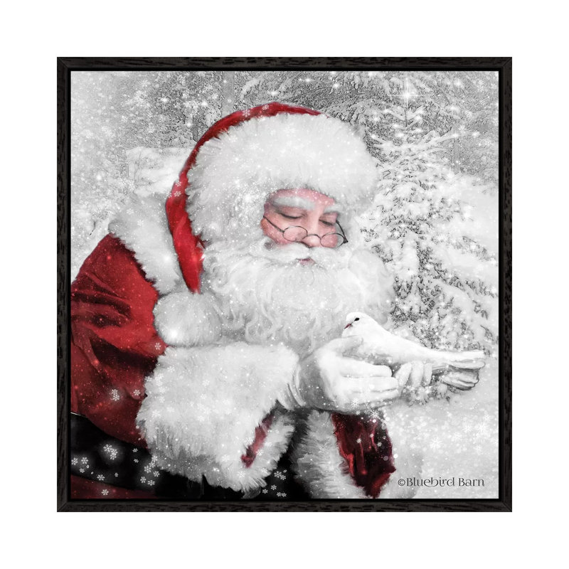 Santa's Little Friend by Bluebird Barn - Print on Canvas, Black Framed, 93.98 cm H x 93.98 cm W