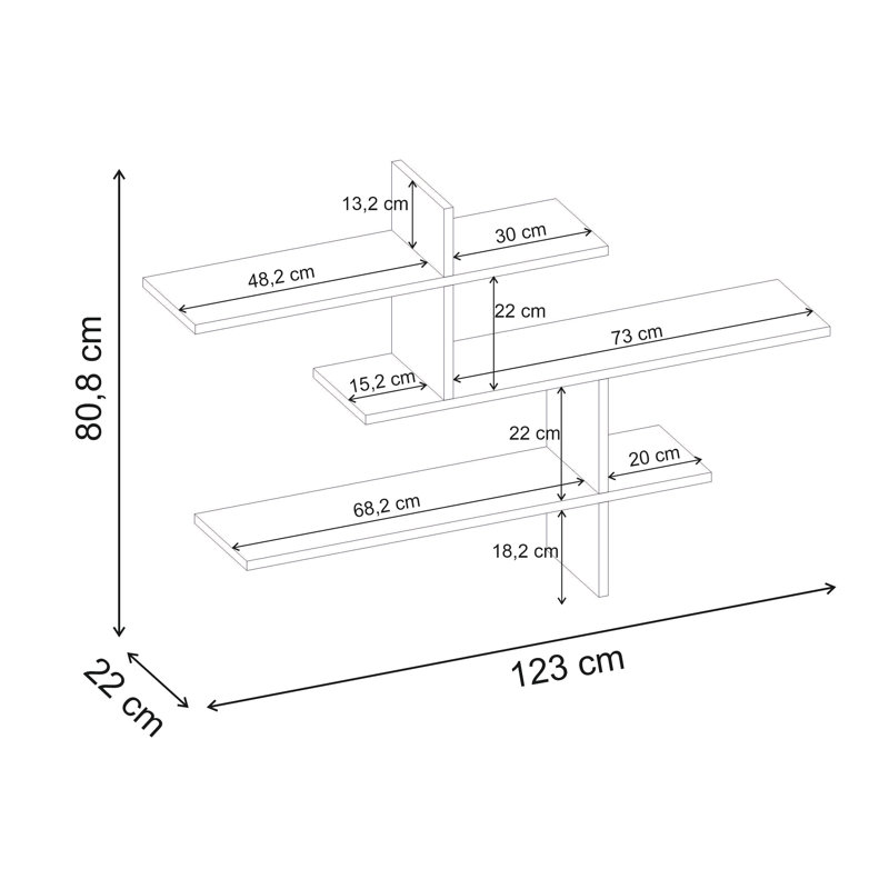 Felicia 3 Piece Floating Shelf, Dark Coffee