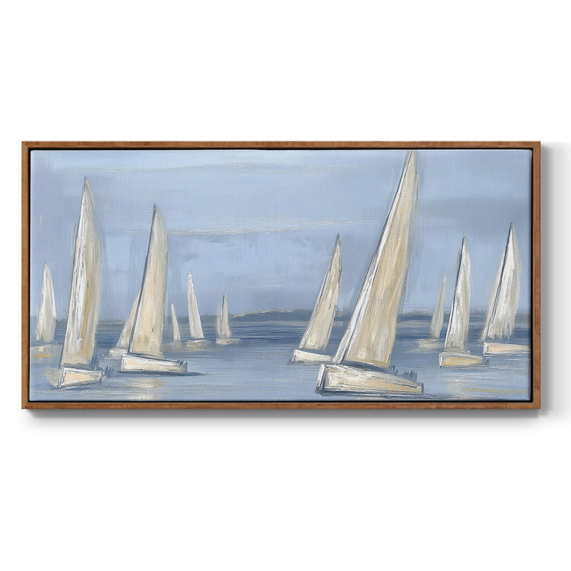 Nautical Series-CCXXXI- Toile tendue avec châssis tendue, prête à être accrochée, H 25 po x l 49 po, Noyer