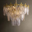 Lustre en verre doré de luxe 9 lumières 24 po à hauteur réglable pour salle à manger de vestibule