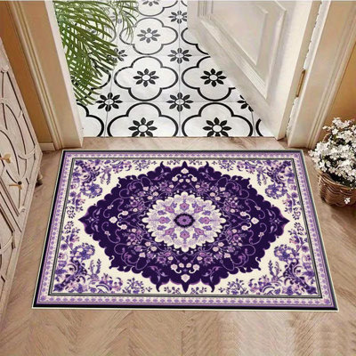 Tapis de style persan, doux et léger, adapté à toutes les saisons, facile à entretenir et facile à nettoyer, tapis de tapis lavable à la machine, convient au salon, à la chambre à coucher, à la salle à manger, au couloir, au balcon, à la décor