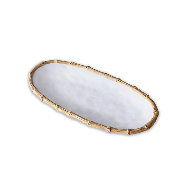 Vida Melamine Platter, 1.5" H x 18" L x 8" W, White/Natural