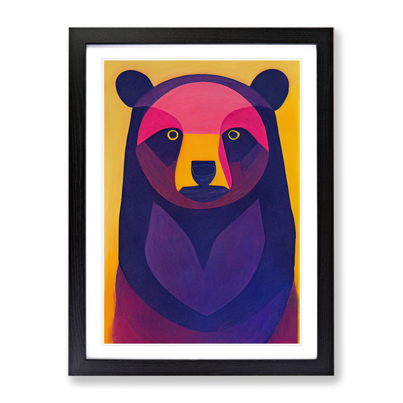 Eyes Of The Bear Abstract - Single Picture Frame Print, Black, 64cm H x 46cm W x 2cm D