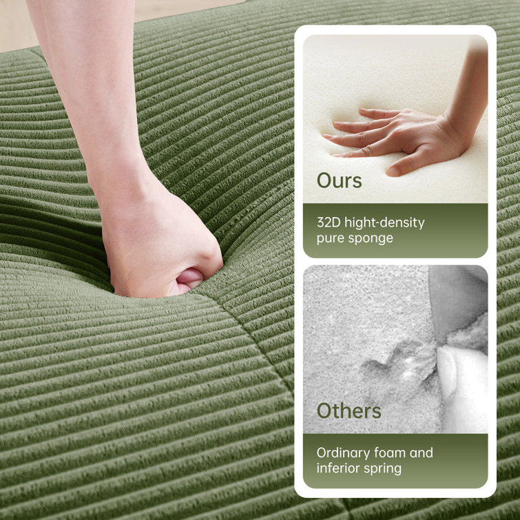 Modular U-Shaped Sectional Cloud Couch With Ottoman, Plush Corduroy, No Assembly Required, Big Comfy Couches Set With Fluffy Memory Foam
