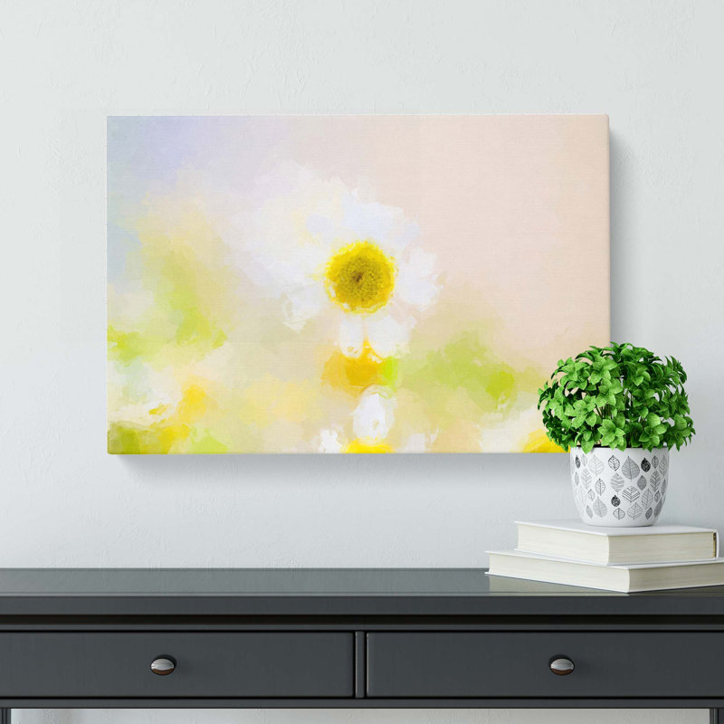 Daisy Flower View In Abstract - Wrapped Canvas, 60cm H x 91cm W x 3cm D