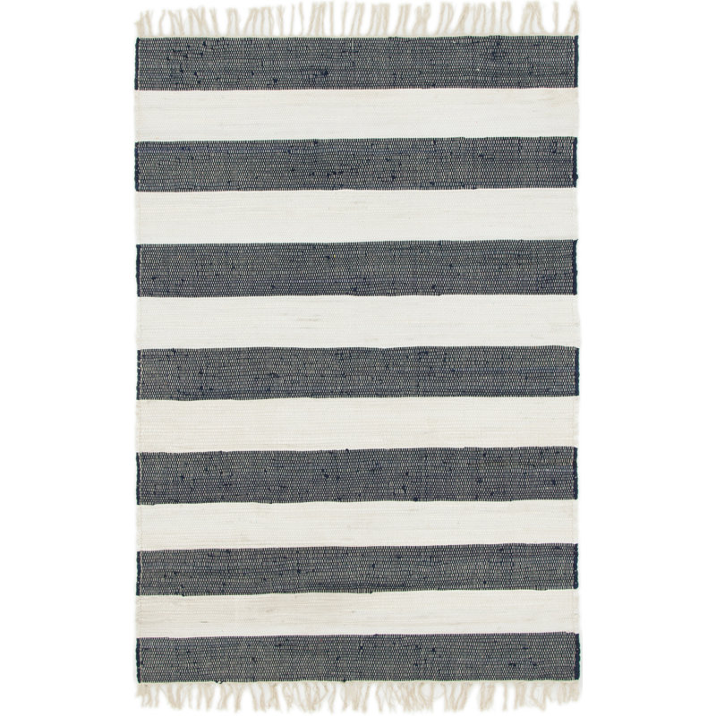 Priolo Cotton Striped Indoor Rug, Rectangle 4'1" x 6'1"