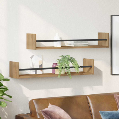 Wall Shelf 2 Pcs Engineered Wood