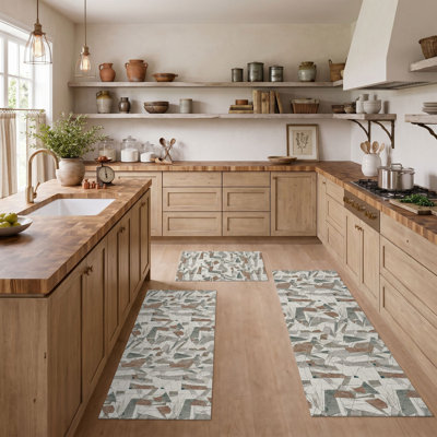 Abstract Geometric Non-Slip Washable Kitchen Mats