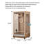 Cage à oiseaux en fil de métal et bois minimaliste, grande volière à perroquet verticale avec bac de bain externe et bac à déchets coulissant