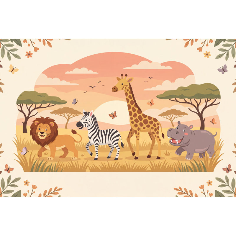 Papier peint animaux Safari, 120"x96", Peler et coller