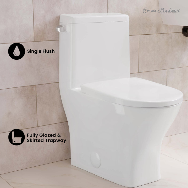 Sublime II One-Piece Round Toilet Dual-Flush 1.1/1.6 gpf, White, Left