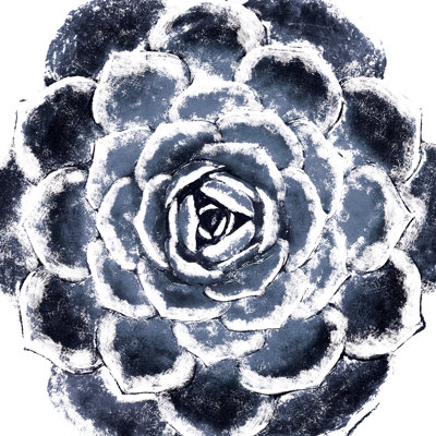 Large Navy Succulent - Wrapped Canvas Painting