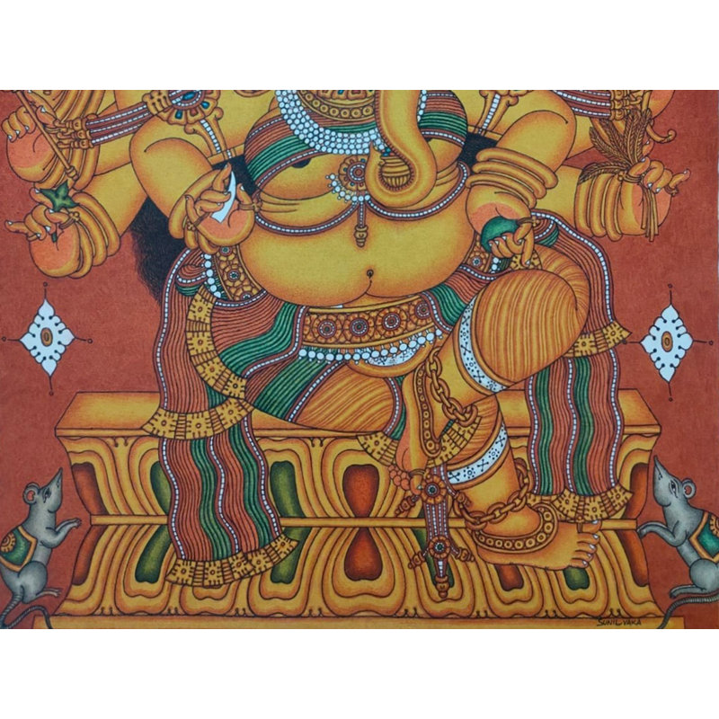 Dashabhuja Ganapati | Peinture de Sunil Vaka | Pour la décoration murale