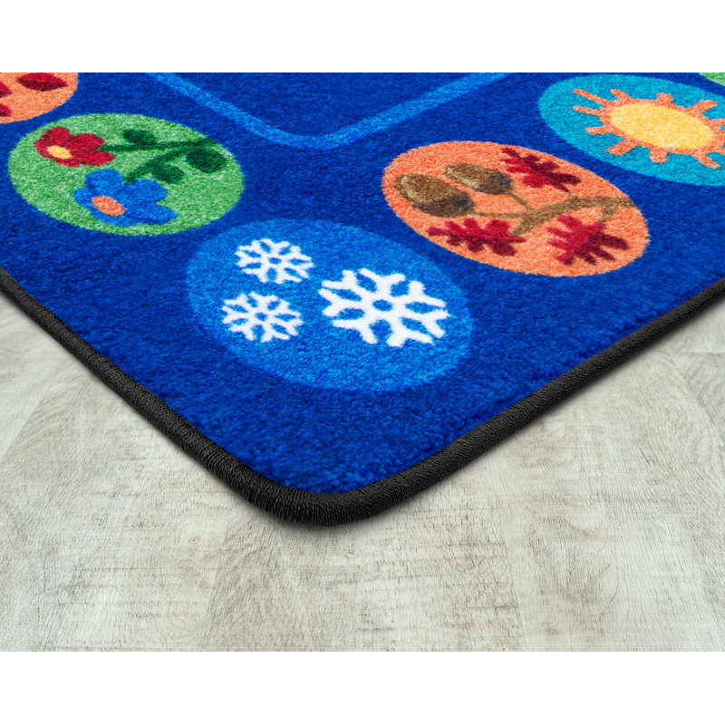 Tapis bleu touffeté Sit Around the Seasons, Rectangle 5 pi 4 po x 7 pi 8 po 