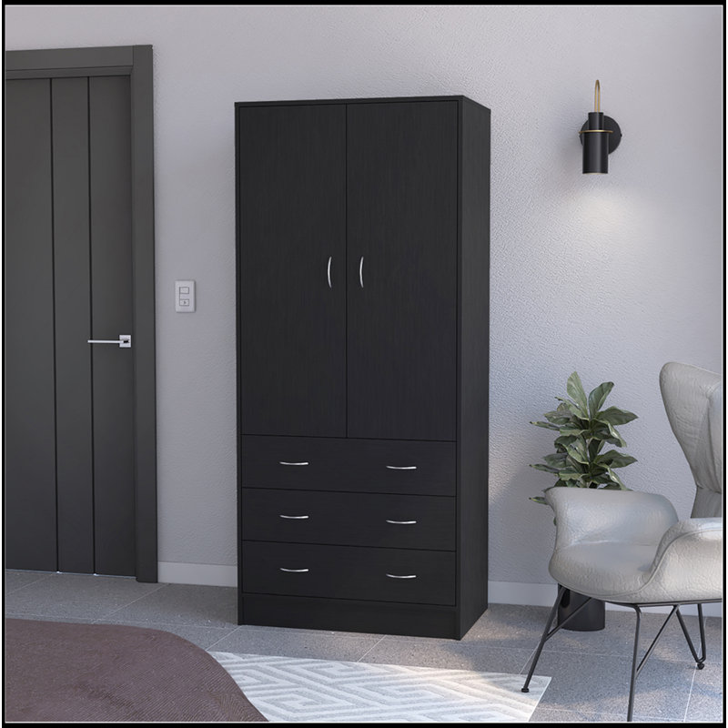 Armoire Ramey, chambre à coucher, noir, Noir