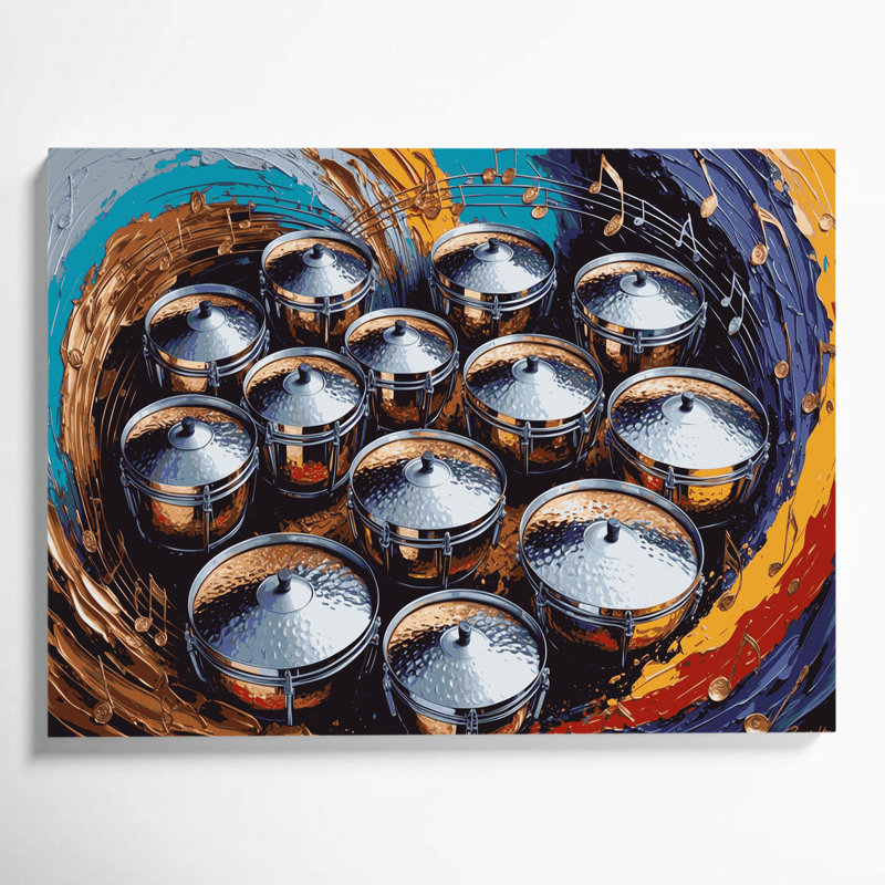 «Music Steel Drums», art mural sur toile noire, H 11 po x l 14 po