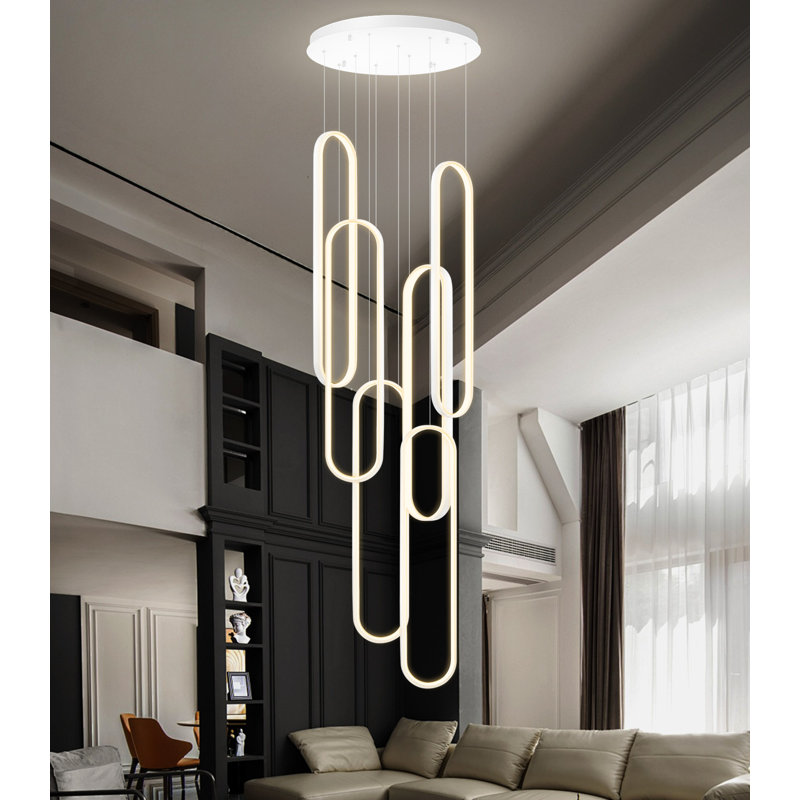 Modern Led Dimmable Chandelier 3-ring White