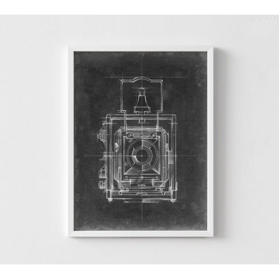 Lajeune Antique Camera Blueprint, Framed Old Camera Decor, Black And White Camera Lover Wall Prints, Vintage Camera Print, Chalkboard Wall Decor