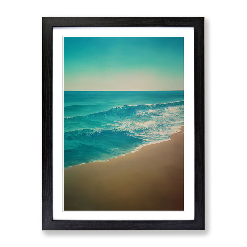 Calming Beach - Single Picture Frame Print, Black, 46cm H x 34cm W x 2cm D