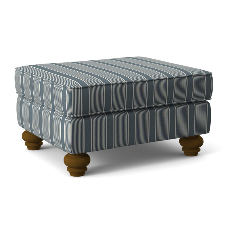 Lowell Ottoman, Havana Finish, White Performance Fabric; 0851-94