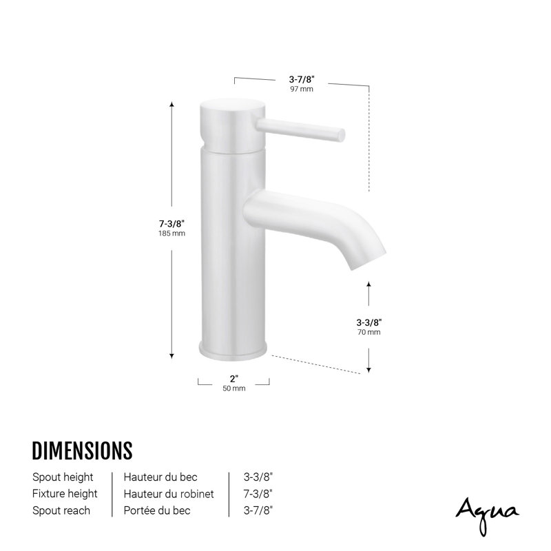 Robinet de salle de bain à un trou, Blanc mat