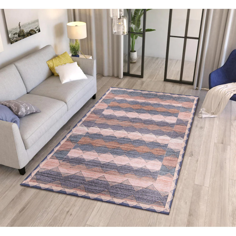 Tapis à motif géométrique beige rétro, Rectangle 3 pi 10 po x 5 pi 3 po