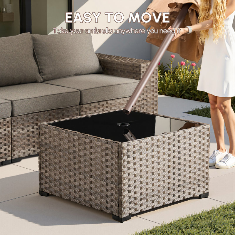 Table basse carrée d'extérieur en verre, Grey, 29.53” x 29.53”