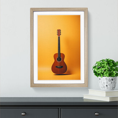 XYZ-FRM-V1223-1756 Acoustic Guitar Minimalism - Single Picture Frame Print on Wood