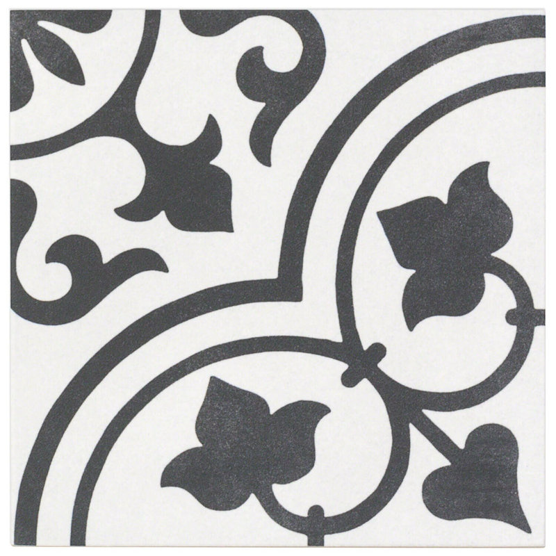 Cascais 9x9 Matte Porcelain Tile, White Ornate