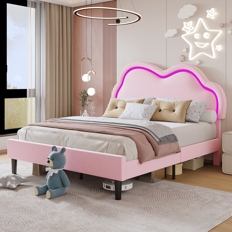 Landover Upholstered Platform Bed, Twin, Pink