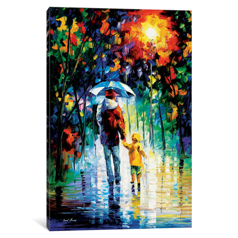 Rainy Walk With Daddy by Leonid Afremov - Wrapped Canvas Painting, 66.04 cm H x 45.72 cm W x 3.175 cm D