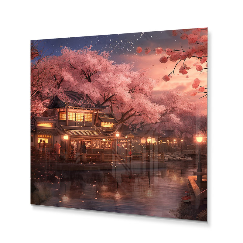 " Japanese Sakura Landscape Evening ", 36" H x 36" W x 1.5" D