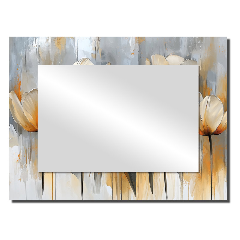 Winter Hues Tulips Field Horizon II - Floral Mirror Wall Decor - Printed On Metal, 24" x 32"