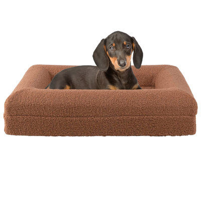 Lit pour chien PETMAker 26 po - Lit en mousse viscoélastique avec traversin, brun
