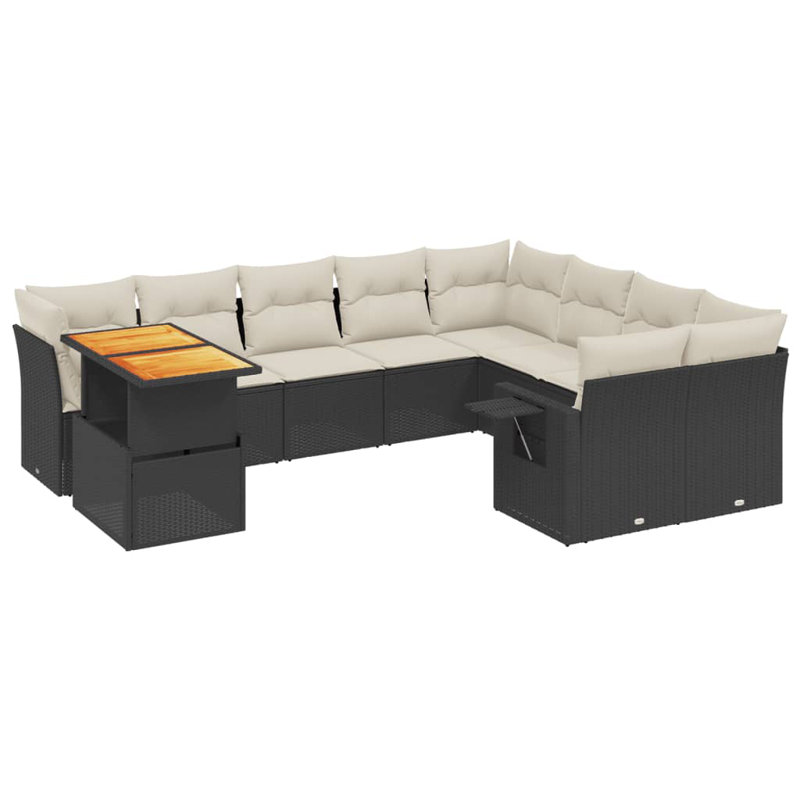 Garden Sofa Set Black, Cream White