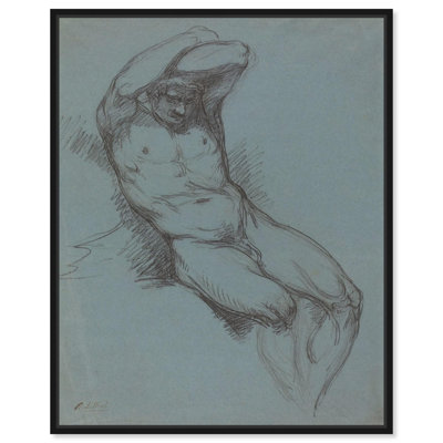 A Male Nude with Hands Crossed Canvas Vintage Figurative by 