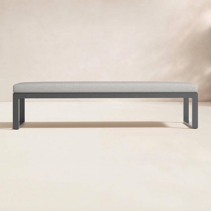 Redondo Outdoor Dining Bench, Cast Silver Sunbrella®