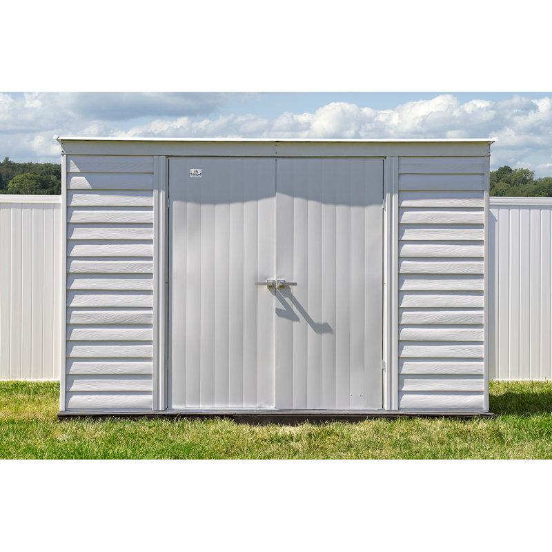 Select Steel Storage Shed Steel Storage Shed, 10X4, Flute Grey, Flute Gray