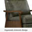 Fauteuil inclinable Mid-Century de 27,2 po de largeur en cuir véritable avec fonction en bois massif et accoudoirs pour le salon, la salle de divertissement et le bureau-599532248