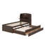 Lit plateforme simple en bois à DEL avec tiroirs, tête de lit et lit gigogne-1572589509