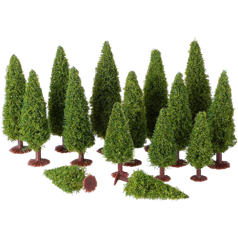 15Pcs Green Scenery Landscape Model Cedar Trees For Model Railroad Scenery Landscape Layout