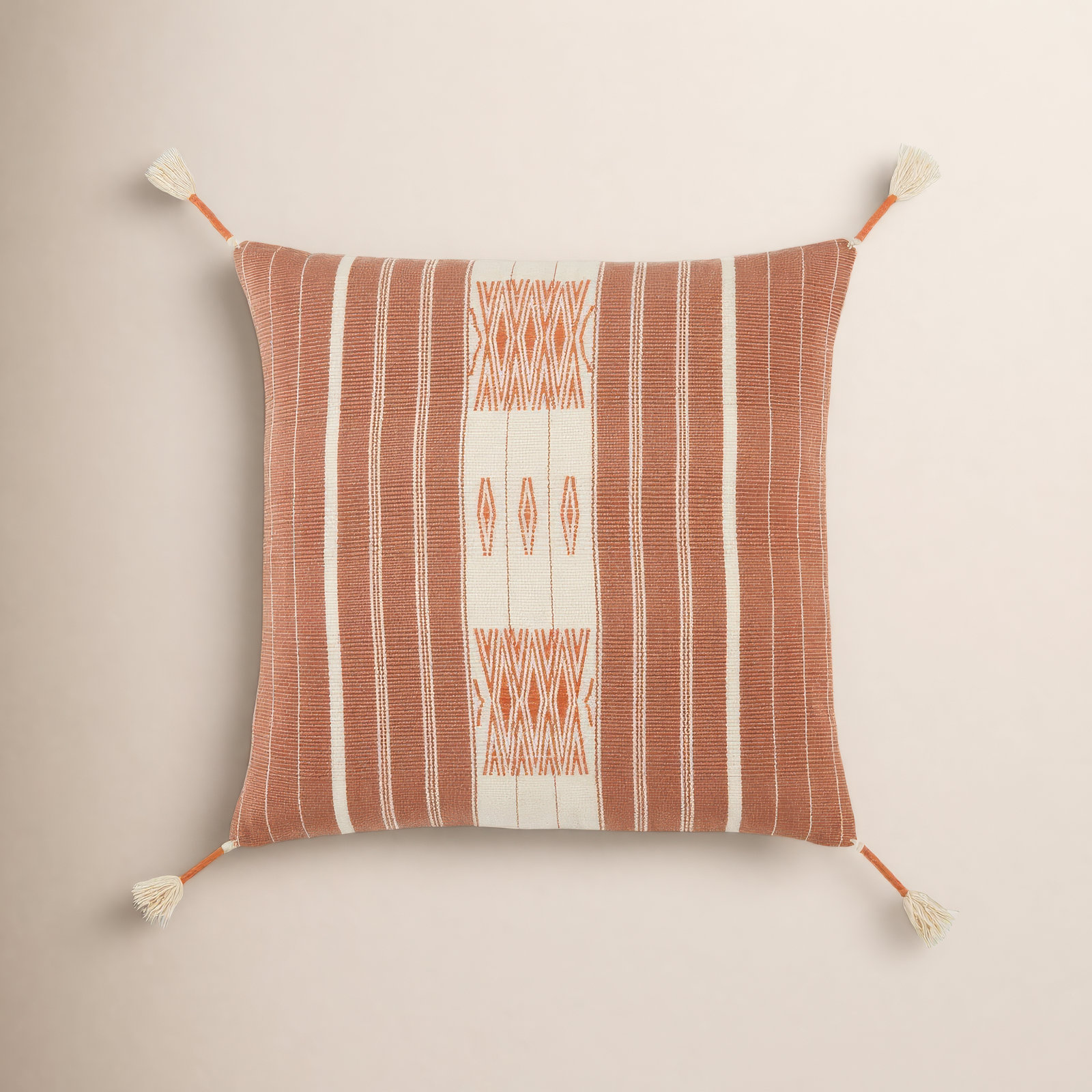 Ezri Tassels Cotton Throw Pillow, No Fill