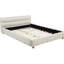 Structure de lit plateforme moderne pour grand lit, lit tapissier en tissu à profil bas, beige, écologique et élégant-319225152