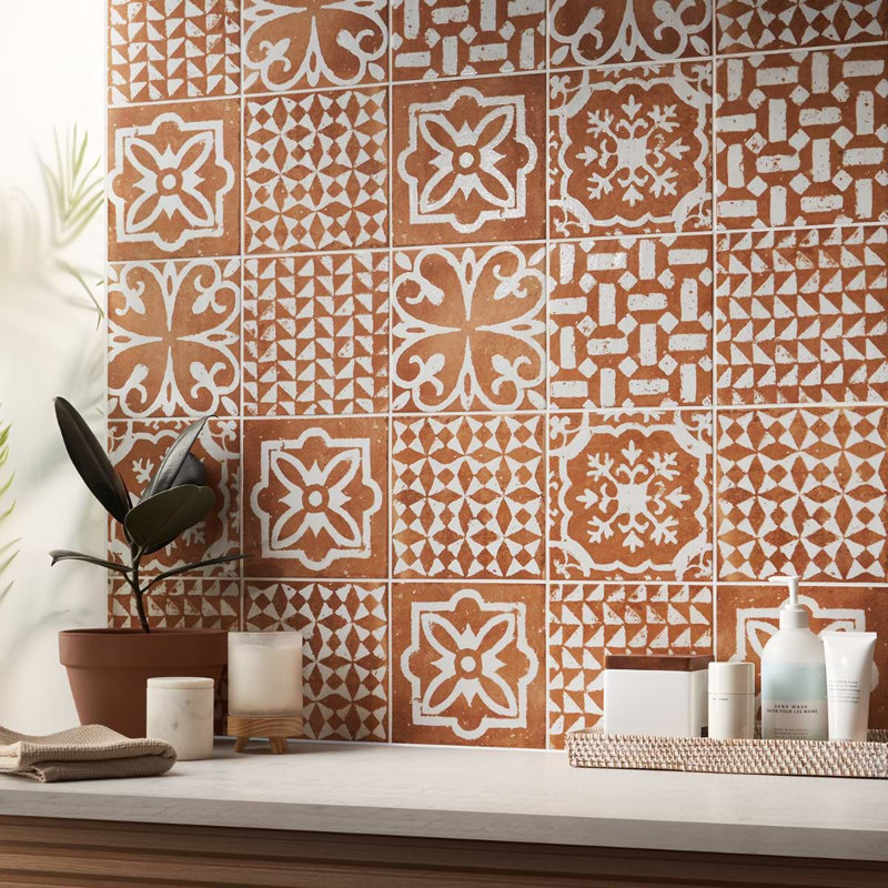 Angela Harris Mediterra Kasma Terracotta Decor 8X8 Matte Porcelain Tile